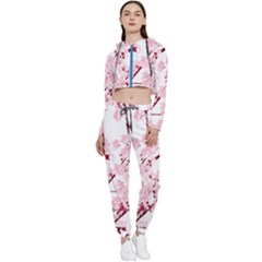 Fleurs De Cerisier Cropped Zip Up Lounge Set