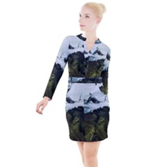 Whale Lands Button Long Sleeve Dress by goljakoff