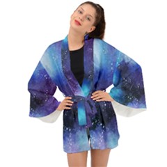 Blue Paint Long Sleeve Kimono by goljakoff