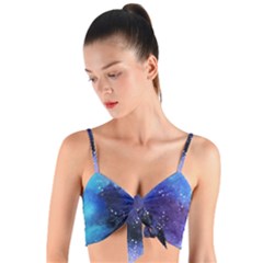 Blue Paint Woven Tie Front Bralet by goljakoff