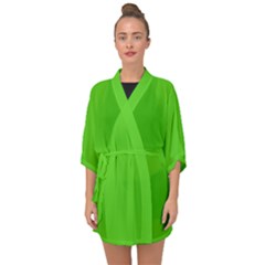 Bright Green Half Sleeve Chiffon Kimono by FabChoice