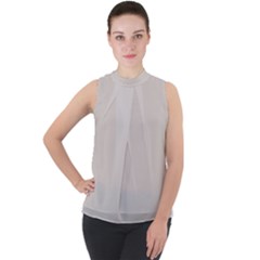 Abalone Grey Mock Neck Chiffon Sleeveless Top by FabChoice