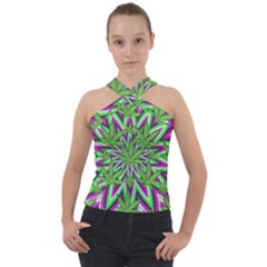 Purple, White, Green, Marijuana, Leaves, Cbdoilprincess  5de76707-e767-40d0-a70d-e7c36407f0a3 Cross Neck Velour Top by CBDOilPrincess1