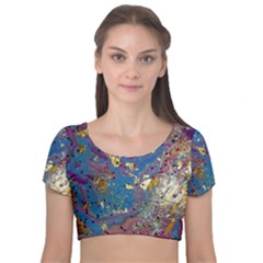 My Pour Cup Painting 7 1 Cbdoilprincess   Df5b0c77-5a26-49cd-826f-75cf5d9c0a00 Velvet Short Sleeve Crop Top 