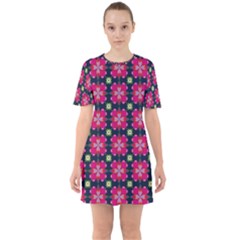 Pattern Of Hearts Sixties Short Sleeve Mini Dress by SychEva