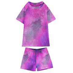 Purple Space Paint Kids  Swim Tee And Shorts Set by goljakoff