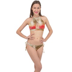 Gold Drops Cross Front Halter Bikini Set by goljakoff