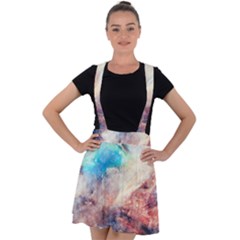 Abstract Galaxy Paint Velvet Suspender Skater Skirt by goljakoff