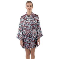 Multicolored Intricate Geometric Pattern Long Sleeve Satin Kimono