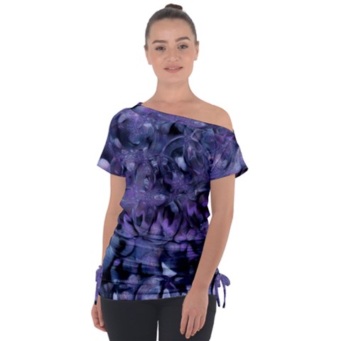 Carbonated Lilacs Off Shoulder Tie-up Tee by MRNStudios