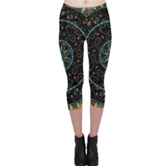 Mandala - 0008b - The Coffee Eye Capri Leggings  by WetdryvacsLair