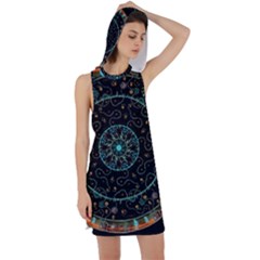 Mandala - 0008b - The Coffee Eye Racer Back Hoodie Dress by WetdryvacsLair