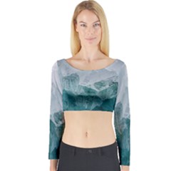 Green Blue Sea Long Sleeve Crop Top by goljakoff