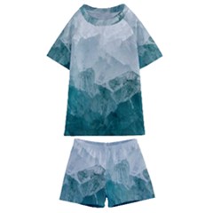 Green Blue Sea Kids  Swim Tee And Shorts Set by goljakoff