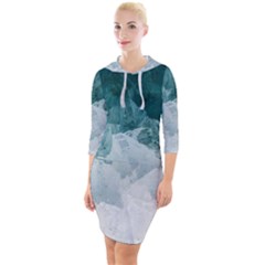 Blue Sea Quarter Sleeve Hood Bodycon Dress by goljakoff