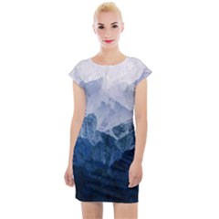 Blue Ice Mountain Cap Sleeve Bodycon Dress by goljakoff