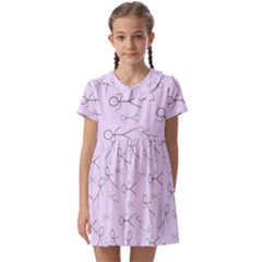 Little Men On Pink Kids  Asymmetric Collar Dress