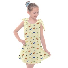 Dragonfly On Yellow Kids  Tie Up Tunic Dress by JustToWear