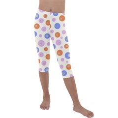 Multicolored Circles Kids  Lightweight Velour Capri Leggings  by SychEva