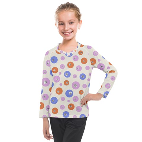 Multicolored Circles Kids  Long Mesh Tee by SychEva