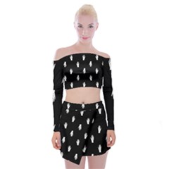 Vampire Hand Motif Graphic Print Pattern 2 Off Shoulder Top With Mini Skirt Set by dflcprintsclothing