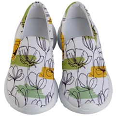 Flower Line Art Color Seamless Pattern Kids Lightweight Slip Ons by Kizuneko