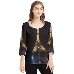 Tour Eiffel Paris Nuit Chiffon Quarter Sleeve Blouse by kcreatif