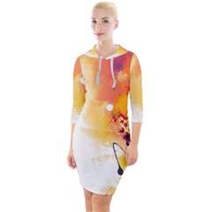 Autumn Paint Quarter Sleeve Hood Bodycon Dress by goljakoff