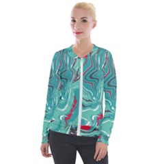 Vector Vivid Marble Pattern 2 Velvet Zip Up Jacket by goljakoff