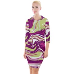 Vector Vivid Marble Pattern 5 Quarter Sleeve Hood Bodycon Dress by goljakoff