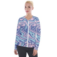 Vector Vivid Marble Pattern 10 Velvet Zip Up Jacket by goljakoff