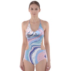 Vector Vivid Marble Pattern 11 Cut-out One Piece Swimsuit