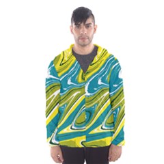 Green Vivid Marble Pattern Men s Hooded Windbreaker by goljakoff