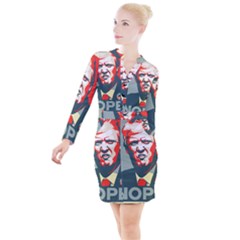 Trump Nope Button Long Sleeve Dress by goljakoff