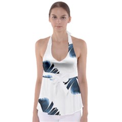 Blue Banana Leaves Babydoll Tankini Top by goljakoff