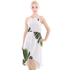 Green Banana Leaves High-low Halter Chiffon Dress  by goljakoff