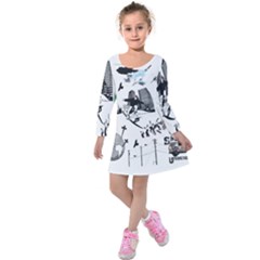 Skater-underground Kids  Long Sleeve Velvet Dress by PollyParadise