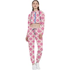 Pink-shabby-chic Cropped Zip Up Lounge Set