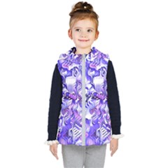 Weeping Wisteria Fantasy Gardens Pastel Abstract Kids  Hooded Puffer Vest by CrypticFragmentsDesign