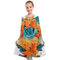 Spring Flowers Kids  Midi Sailor Dress