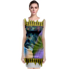 Jungle Lion Sleeveless Velvet Midi Dress by LW41021