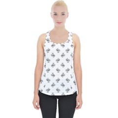 Black And White Sketchy Birds Motif Pattern Piece Up Tank Top