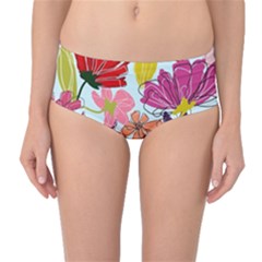 Flower Pattern Mid-waist Bikini Bottoms by Galinka