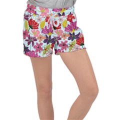 Flower Pattern Velour Lounge Shorts by Galinka