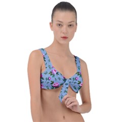 Delicate Peonies Front Tie Bikini Top by SychEva