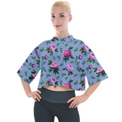Delicate Peonies Mock Neck Tee by SychEva