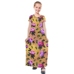 Delicate Peonies Kids  Short Sleeve Maxi Dress by SychEva