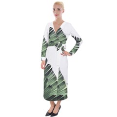 Banana Leaves Velvet Maxi Wrap Dress by goljakoff