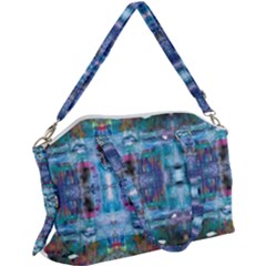 Blue On Turquoise Marbling Canvas Crossbody Bag by kaleidomarblingart