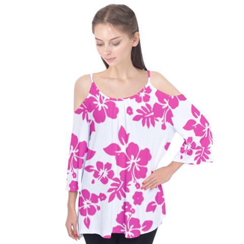 Hibiscus Pattern Pink Flutter Tees by GrowBasket